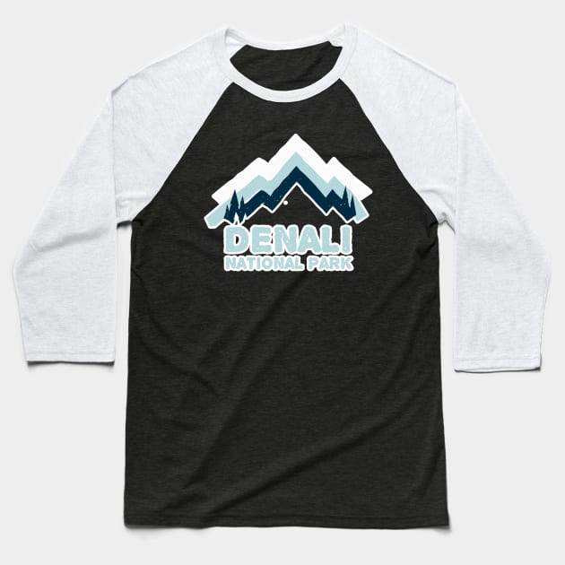 Denali National Park Stickers Baseball T-Shirt by roamfree